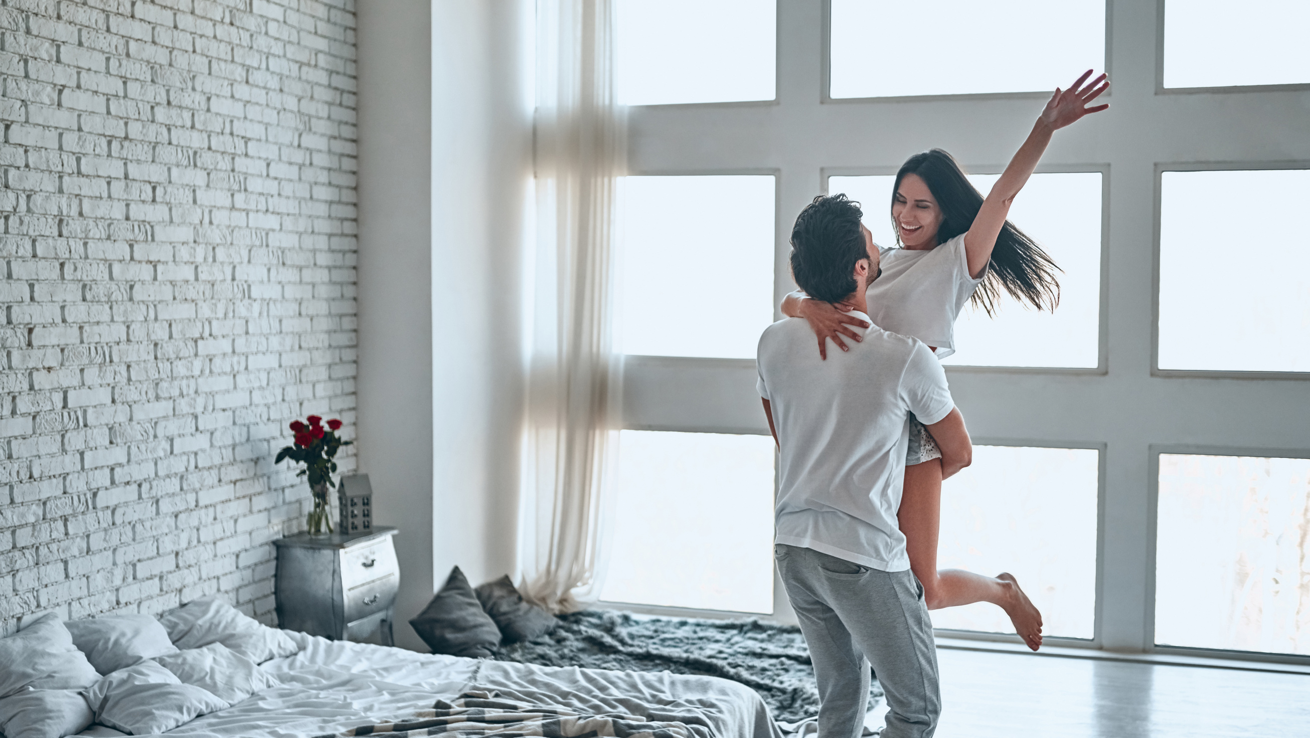 Happy couple at home